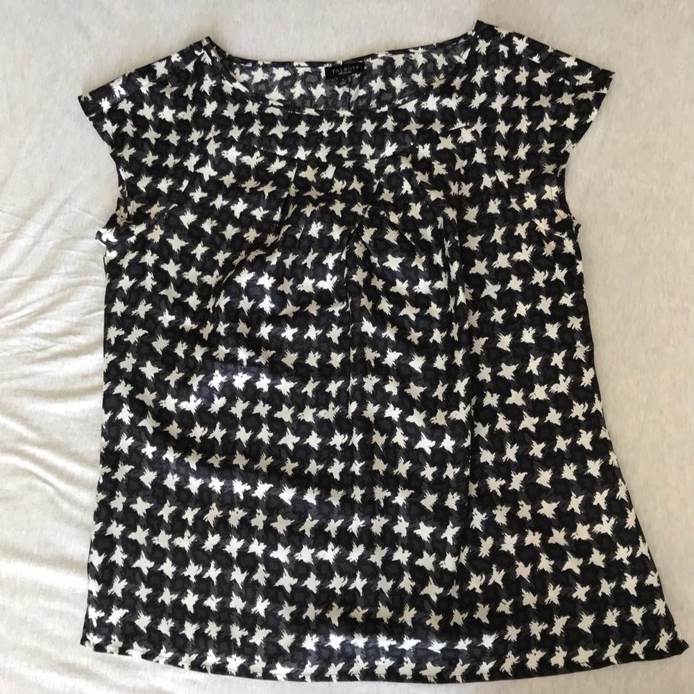 Talbots houndstooth silk blouse